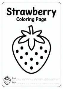 Strawberry Coloring Page Fruit Flashcard For Kids 2