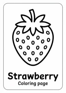 Strawberry Coloring Page Fruit Flashcard For Kids 4