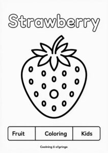 Strawberry Coloring Page Fruit Flashcard For Kids 5