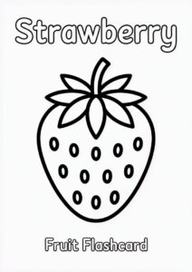 Strawberry Coloring Page Fruit Flashcard For Kids 6