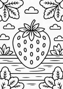 Strawberry Coloring Page In A Garden For Kids 2