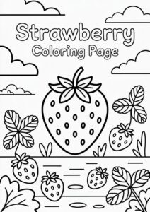 Strawberry Coloring Page In A Garden For Kids 3