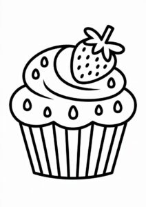Strawberry Cupcake Coloring Sheet 1
