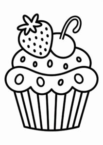 Strawberry Cupcake Coloring Sheet 2