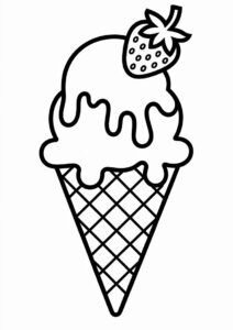 Strawberry Ice Cream Coloring Sheet 1