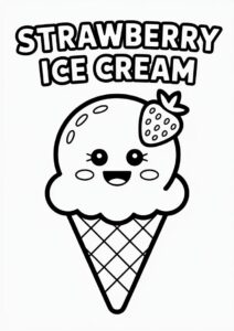 Strawberry Ice Cream Coloring Sheet 3