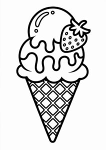 Strawberry Ice Cream Coloring Sheet 4