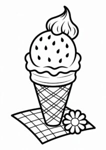 Summer Themed Ice Cream Coloring Page With Watermelon 4