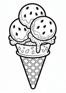 Summer Themed Ice Cream Coloring Page With Watermelon 5