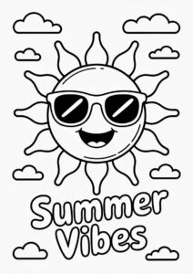 Summer Themed Sun To Color 1