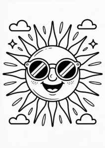 Summer Themed Sun To Color 2