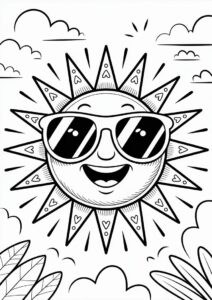 Summer Themed Sun To Color 4
