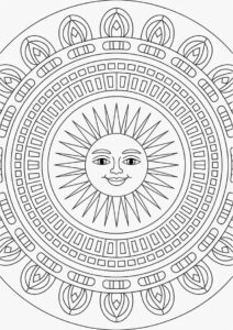 Sun Mandala With Normal Sun Coloring Page 1