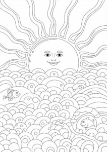 Sun Shining Over The Ocean To Color 1