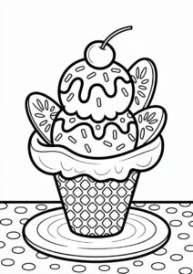 Sundae Ice Cream Coloring Page With Bananas For Kids 2