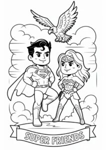 Superman And Wonder Woman Coloring Sheet 1