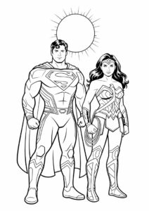 Superman And Wonder Woman Coloring Sheet 2