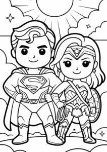 Superman And Wonder Woman Coloring Sheet 3