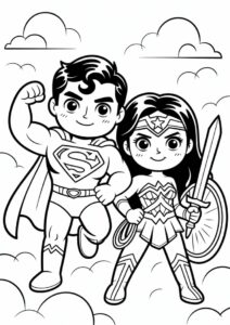 Superman And Wonder Woman Coloring Sheet 5