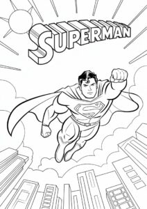 Superman Flying Coloring Page 2