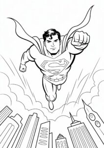 Superman Flying Coloring Page 4