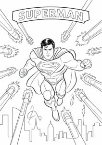 Superman Reflecting Bullets Coloring Page 1