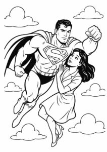 Superman Rescuing Lois Lane Coloring Picture 1