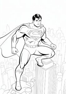 Superman Standing On Edge Of Building To Color 1