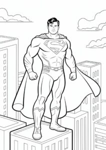 Superman Standing On Edge Of Building To Color 2