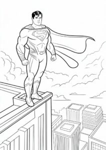 Superman Standing On Edge Of Building To Color 3