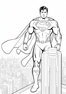 Superman Standing On Edge Of Building To Color 4