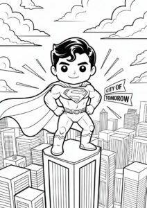 Superman Standing On Edge Of Building To Color 5