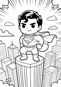 Superman Standing On Edge Of Building To Color 7