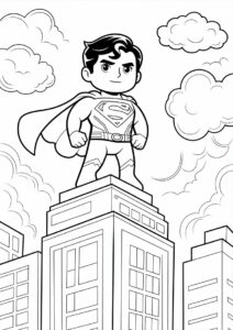 Superman Standing On Edge Of Building To Color 8
