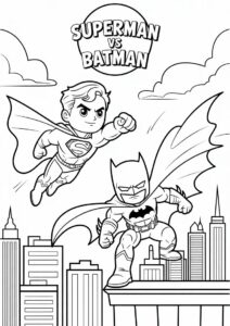 Superman Vs Batman Coloring Page 1