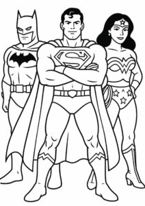 Superman With Batman And Wonder Woman Coloring 1
