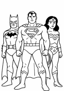Superman With Batman And Wonder Woman Coloring 2