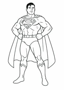 Superman With Cape Coloring Page 1