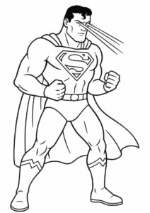 Superman With Laser Beams Coloring Page 1