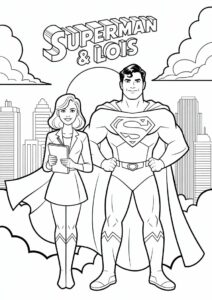 Superman With Lois Lane Coloring Sheet 2
