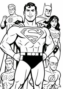 Superman With The Justice League Coloring 1