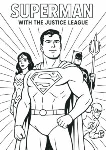 Superman With The Justice League Coloring 4
