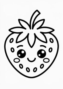 Sweet Blushing Strawberry Coloring Page For Preschoolers 1