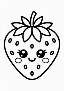 Sweet Blushing Strawberry Coloring Page For Preschoolers 4