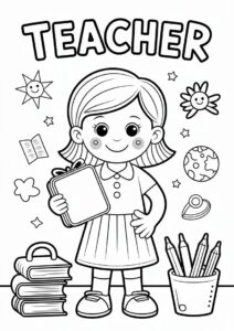 Teacher Coloring Pages OF Easy Schol Bling For Kids 2