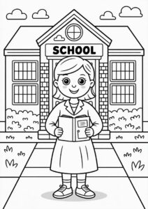 Teacher Coloring Pages OF Old Brick School 2