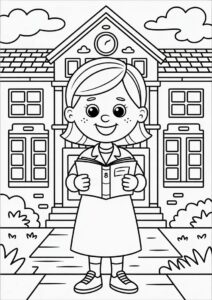 Teacher Coloring Pages OF Old Brick School 4