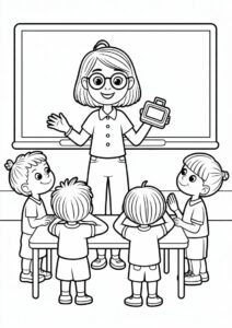 Teacher Coloring Pages OF Showing Her Students A Gadget 2