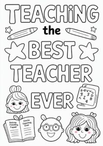 Teacher Coloring Pages OF The Best Teacher Ever Words 1