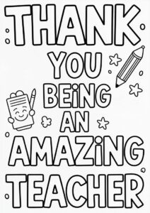 Thank You Fo Being An Amazing Teacher Coloring Pages OF Words With Stor 1